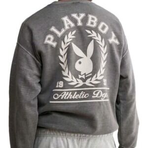 Playboy Bunny Logo Sweatshirt Crewneck Pullover Size M‎ Gray Unisex Casual